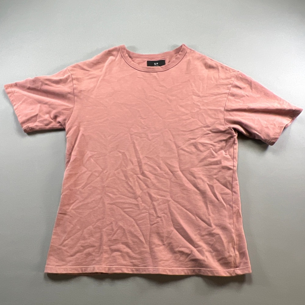Cotton On Sweatshirt Mens Small Peach Cotton French Terry Lined Rib Crew Neck